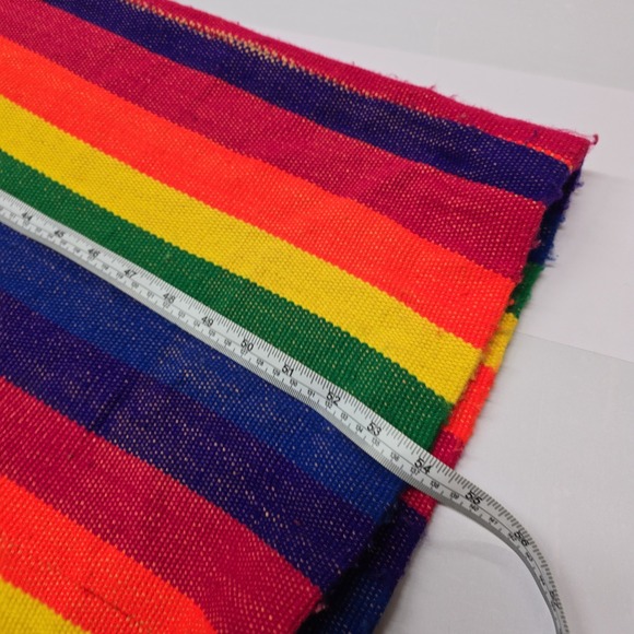 Vintage Rainbow Stripe Mexican Poncho Baja Hoodie Long Sleeve Full Zip Size L - Picture 10 of 11